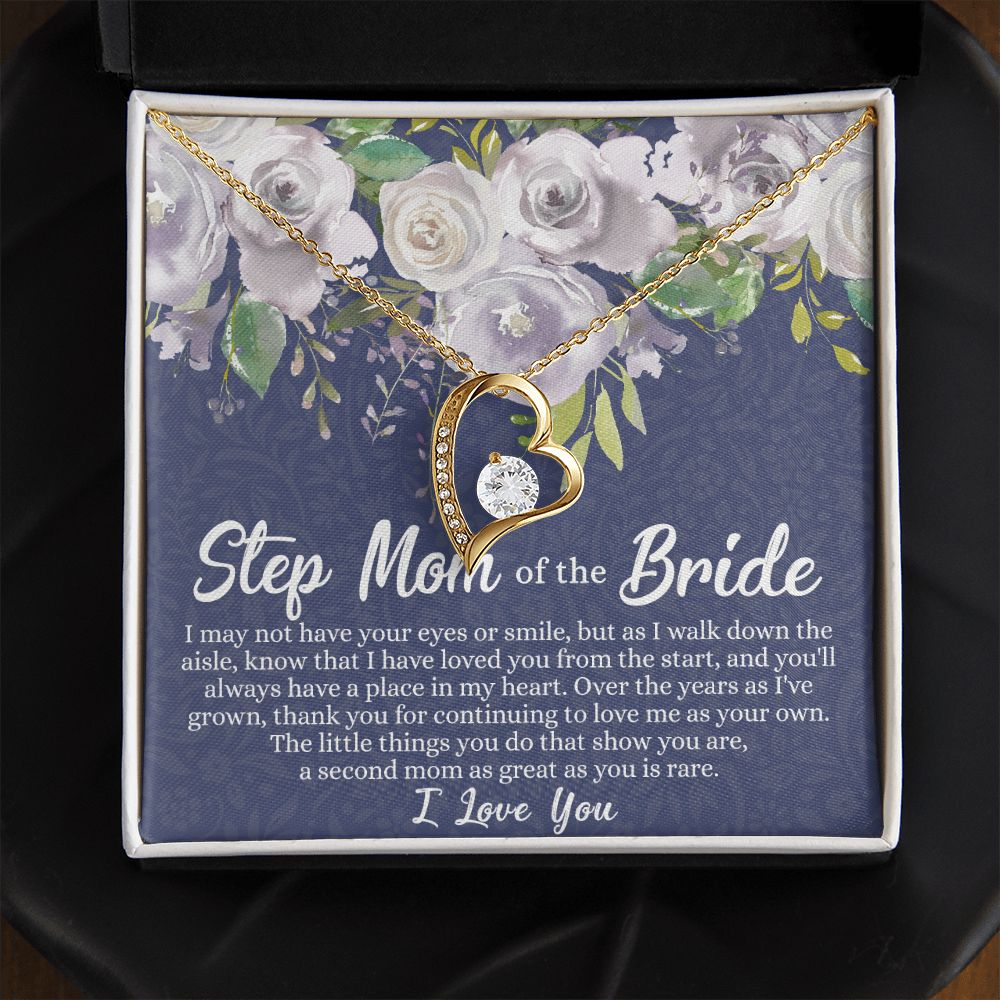 To My Stepmother of the Bride Necklace, Stepmother of the Bride Gifts Idea, Necklace for Stepmom of the Bride Gifts, Wedding Gifts for Stepmom, Gifts for Step Mother of the Bride Forever Love Necklace