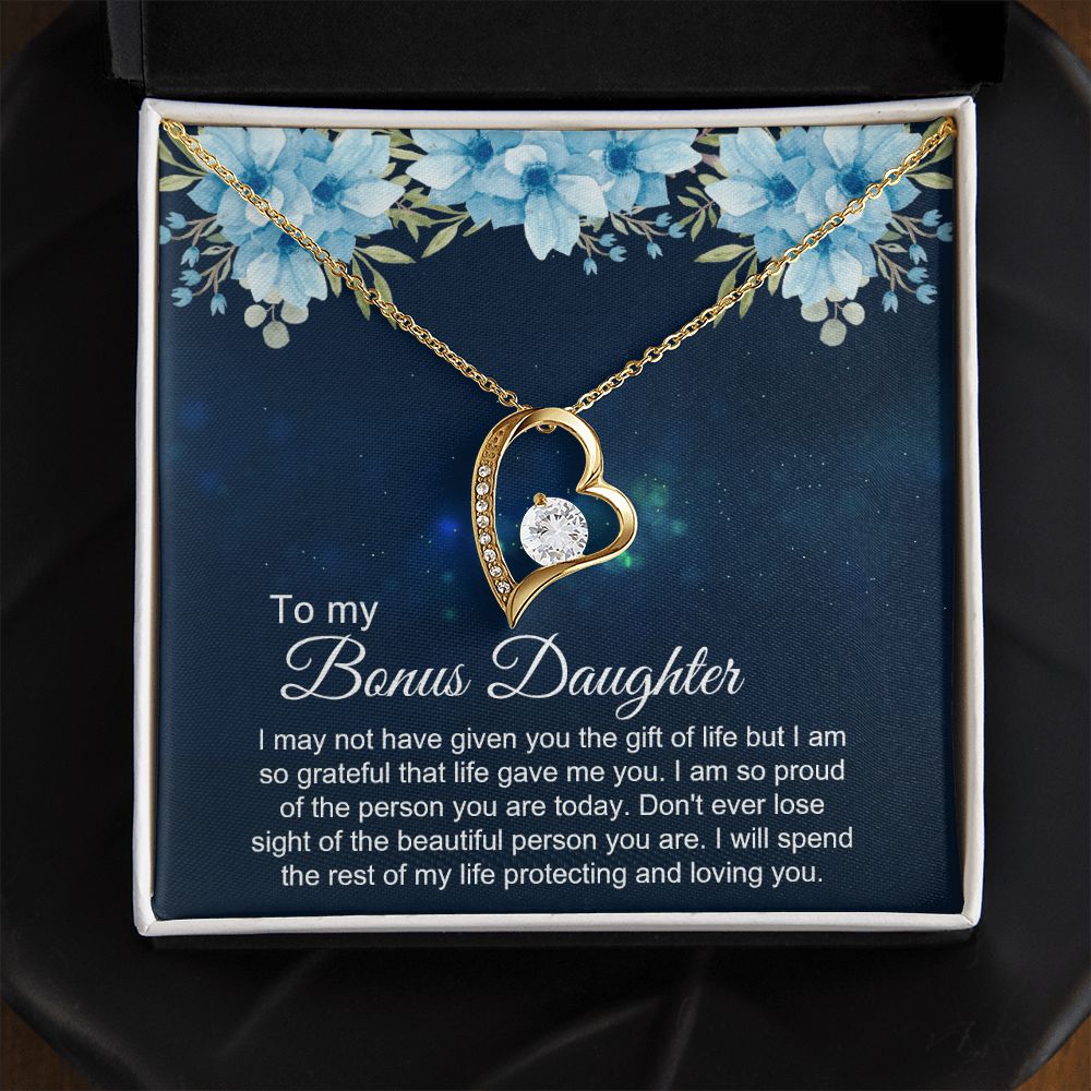 Bonus Daughter Gifts From Stepdad, Step Daughter Gifts From Stepmom, Stepdaughter Gifts From Stepdad, Father Stepdaughter Necklace, To My Bonus Daughter Necklaces, Christmas Gifts For Bonus4 Forever Love Necklace