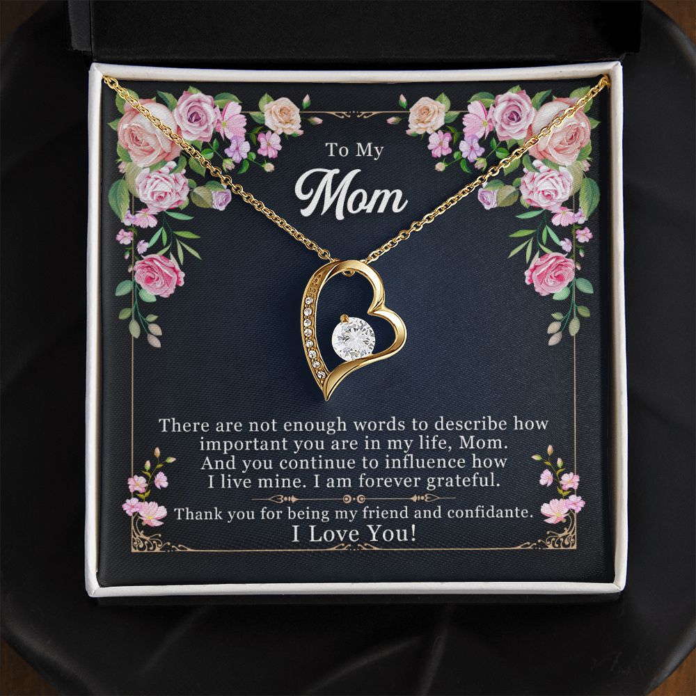 To My Mom Necklace Pendant Gift From Daughter Thank You For Being My Friend And Confidant With Message Card Gift For Mom Forever Love Necklace