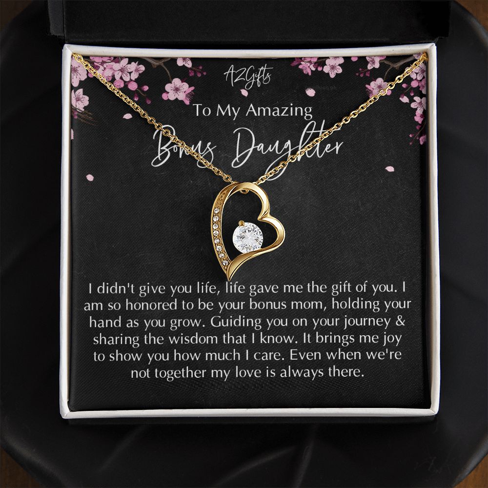 Bonus Daughter Gifts From Stepdad, Step Daughter Gifts From Stepmom, Stepdaughter Gifts From Stepdad, Father Stepdaughter Necklace, To My Bonus Daughter Necklaces, Christmas Gifts For Bonus D Forever Love Necklace