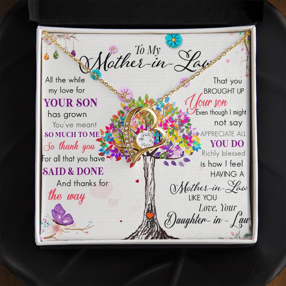 Mother in Law Necklace, Jewelry for Women, Future Mother in Law Gifts from Daughter in Law, Mother of Bride Gifts For Mother in Law, Birthday Gifts For Mother In Law From Daughter In Law72323 Forever Love Necklace