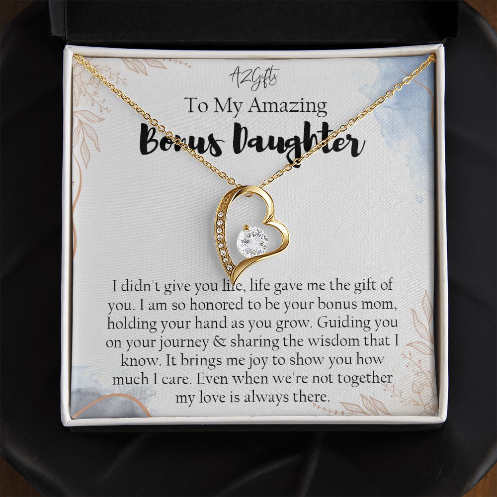 Bonus Daughter Gifts From Stepdad, Step Daughter Gifts From Stepmom, Stepdaughter Gifts From Stepdad, Father Stepdaughter Necklace, To My Bonus Daughter Necklaces, Christmas Gifts For Bonus1 Forever Love Necklace