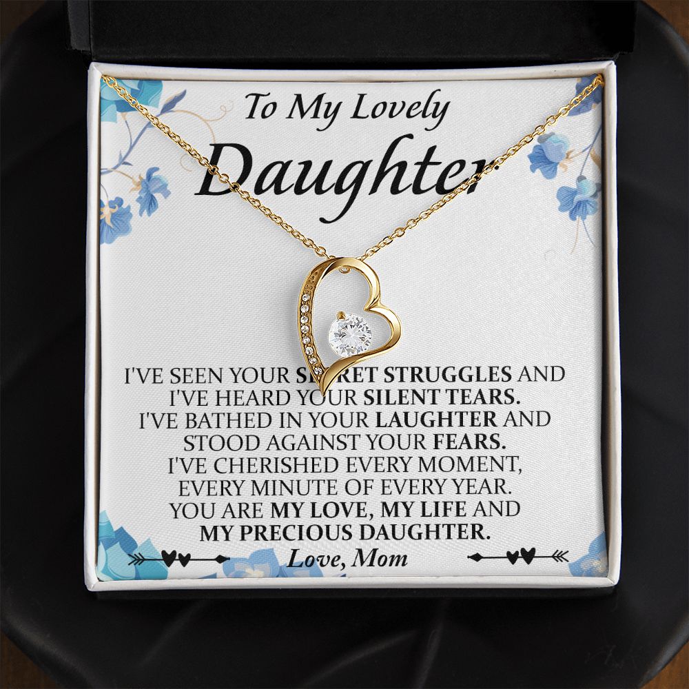 Mother and Daughter Necklace for Girls, To My Daughter Gift Necklace from Mom, Birthday Christmas Gift Graduation Gifts for Daughters, Jewelry Pendant Present for Daughter, Mother Daughter Gift 41 Forever Love Necklace