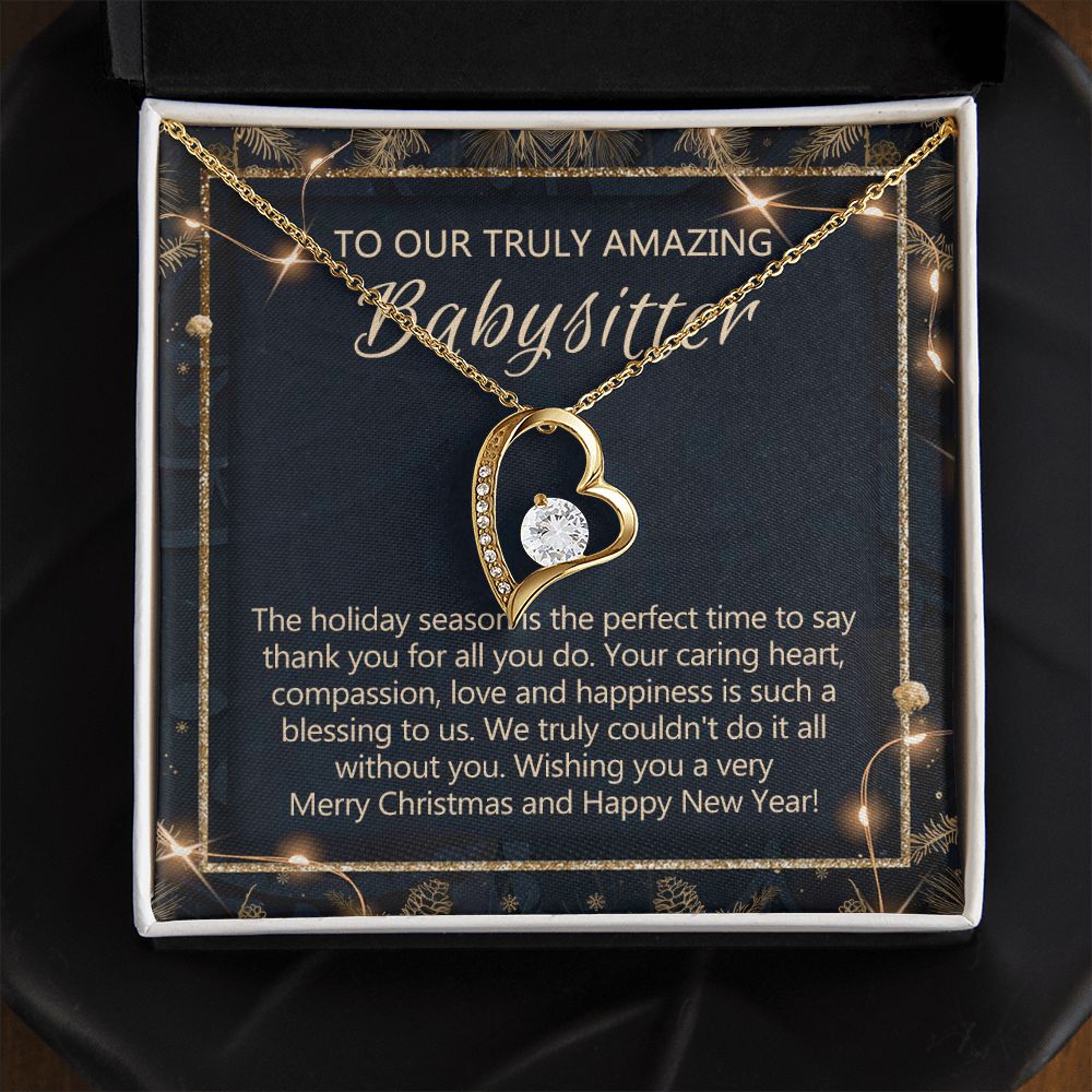 Babysitter Christmas Necklace Gift, Babysitter Gift, Christmas Babysitter Gift from Family, Merry Christmas Day Gift, Holiday Gift, Babysitter Necklace for Women 301 Forever Love Necklace