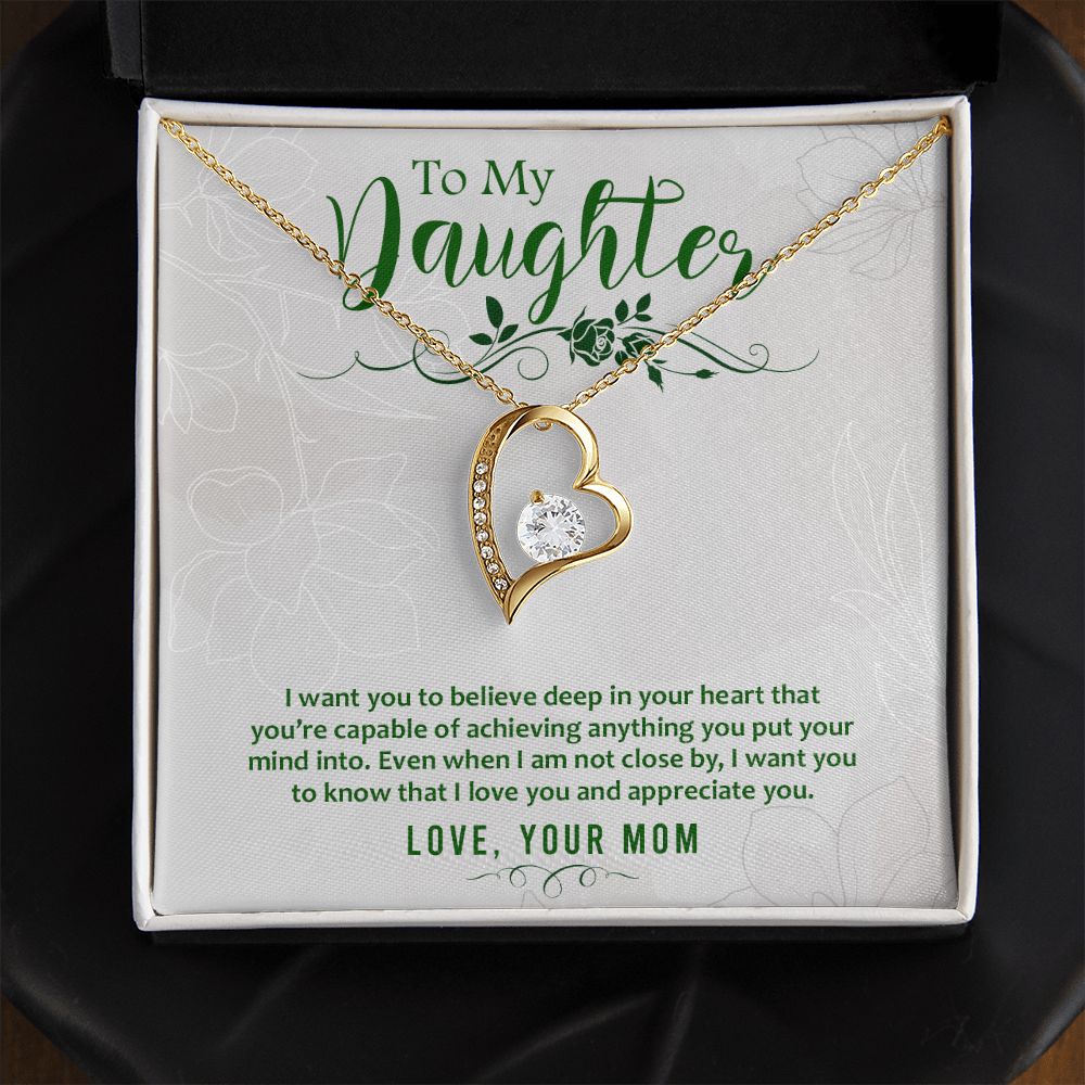 Mother and Daughter Necklace for Girls, To My Daughter Gift Necklace from Mom, Birthday Christmas Gift Graduation Gifts for Daughters, Jewelry Pendant Present for Daughter, Mother Daughter Gift 42 Forever Love Necklace