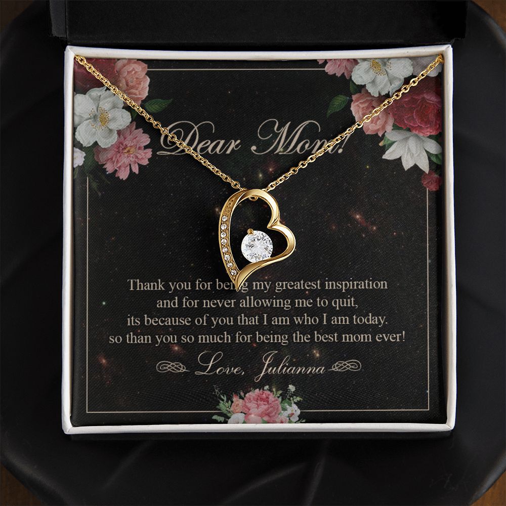 To My Mom Necklace, Gift For Mom On Mother's Day Thank You Mom Gifts From Kids Mom Julianna Forever Love Necklace