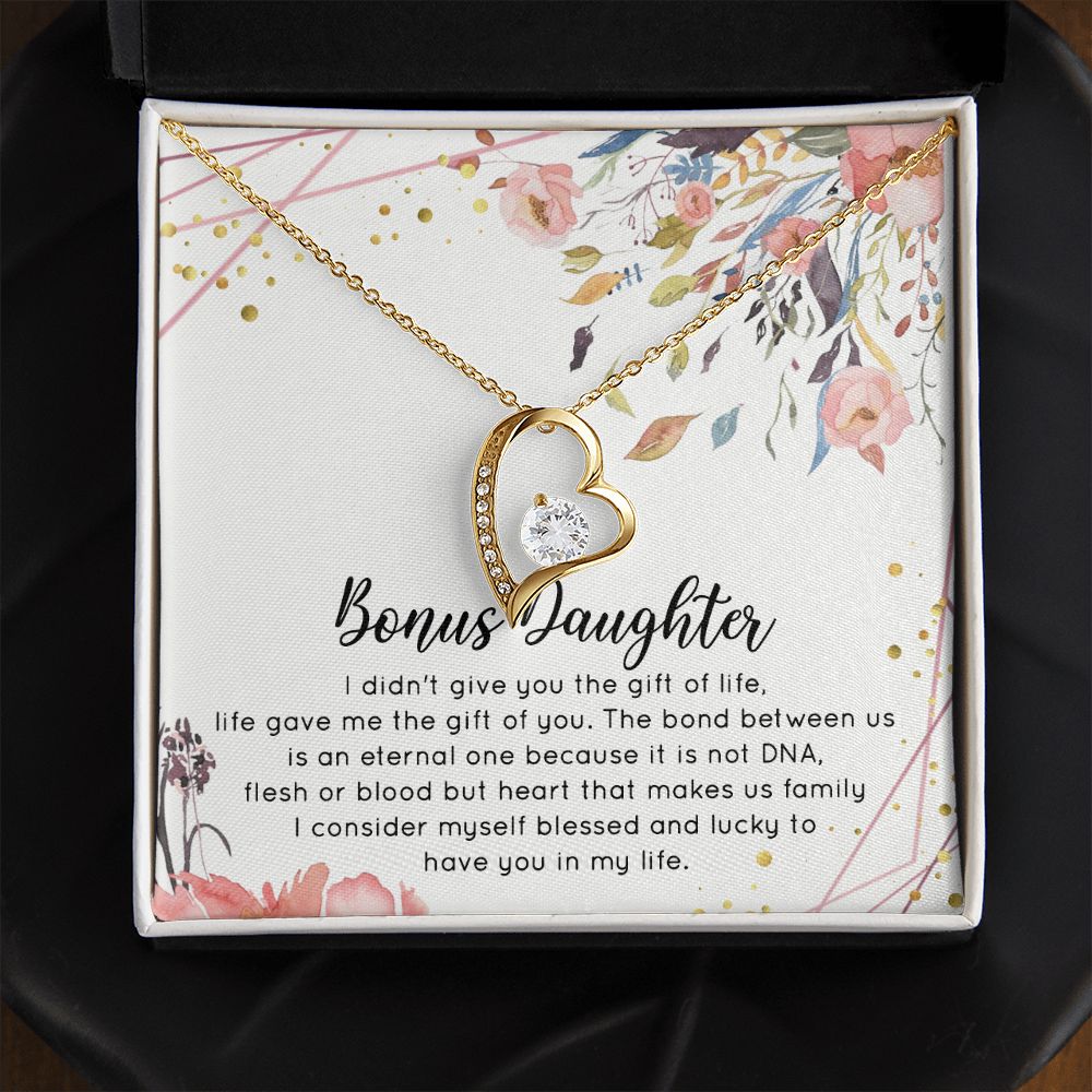 Bonus Daughter Gifts From Stepdad, Step Daughter Gifts From Stepmom, Stepdaughter Gifts From Stepdad, Father Stepdaughter Necklace, To My Bonus Daughter Necklaces, Christmas Gifts For Bonus2 Forever Love Necklace