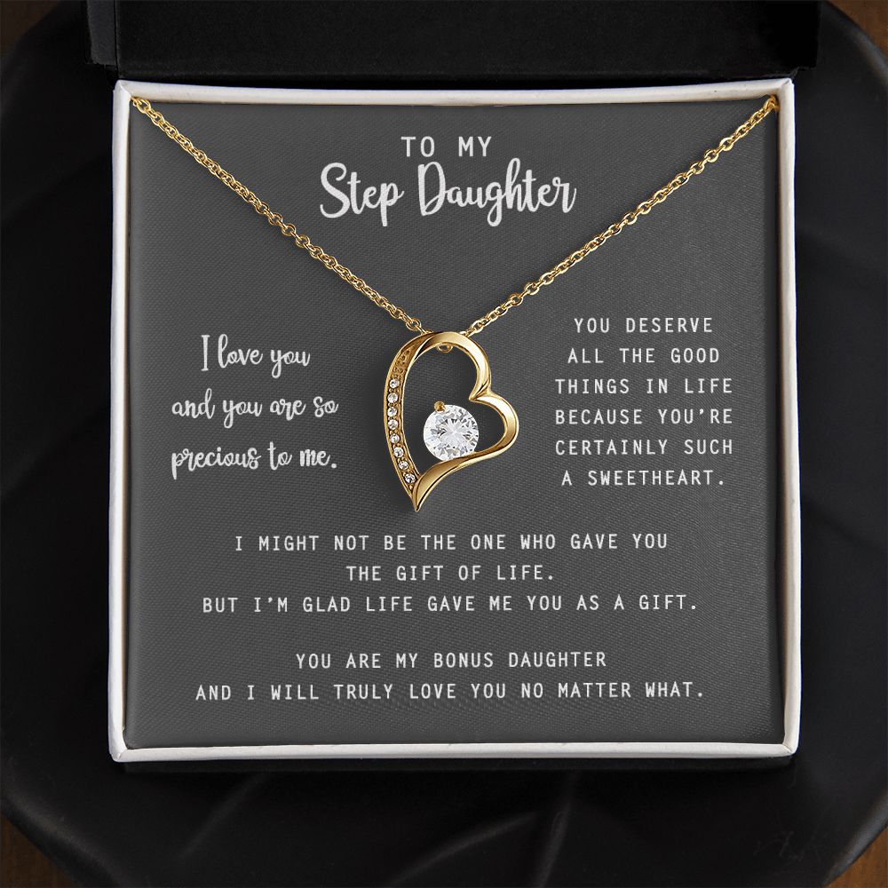 to My Step Daughter Necklace from Stepdad Bonus Daughters Birthday Xmas Congrats (1) Forever Love Necklace