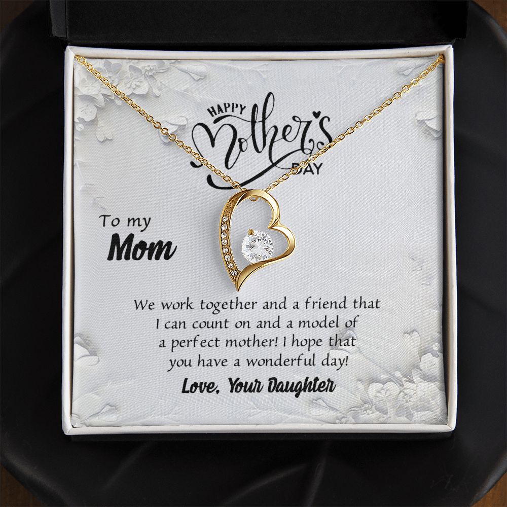 To My Mom Necklace Pendant Gift From Daughter And Happy Mother's Day Gift For Mom Birthday, Anniversary Together And A Friend Forever Love Necklace