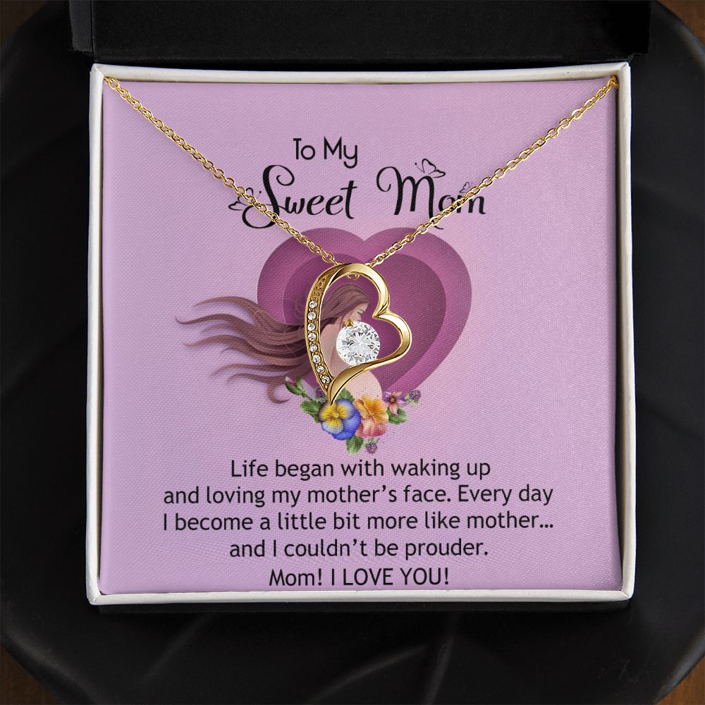 To My Sweet Mom, Sweet Mom Necklace Pendant, Mothers Day Gifts, Gift For Sweet Mom, New Mom Gifts Forever Love Necklace