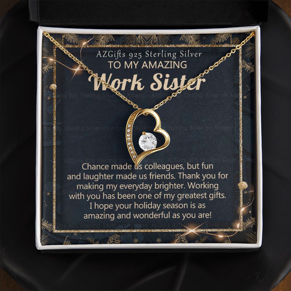 To My Work Sister Necklace Gift for Colleague Christmas Necklace for Work Sister from Co-Worker Christmas Pendant Gift for Colleague Christmas Jewelry Gift for Her Women 301 Forever Love Necklace