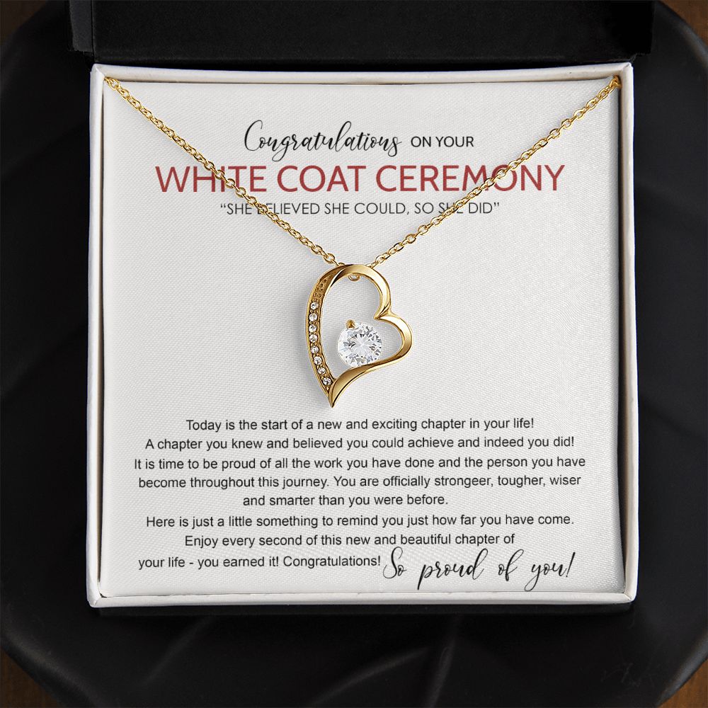 White Coat Ceremony Gift Necklace, Chiropractor White Coat Ceremony, New Doctor Gift, Gifts Congrats Graduation Pendants Gift For Daughter, Granddaughter, White Coat Ceremony Necklace Gift Forever Love Necklace
