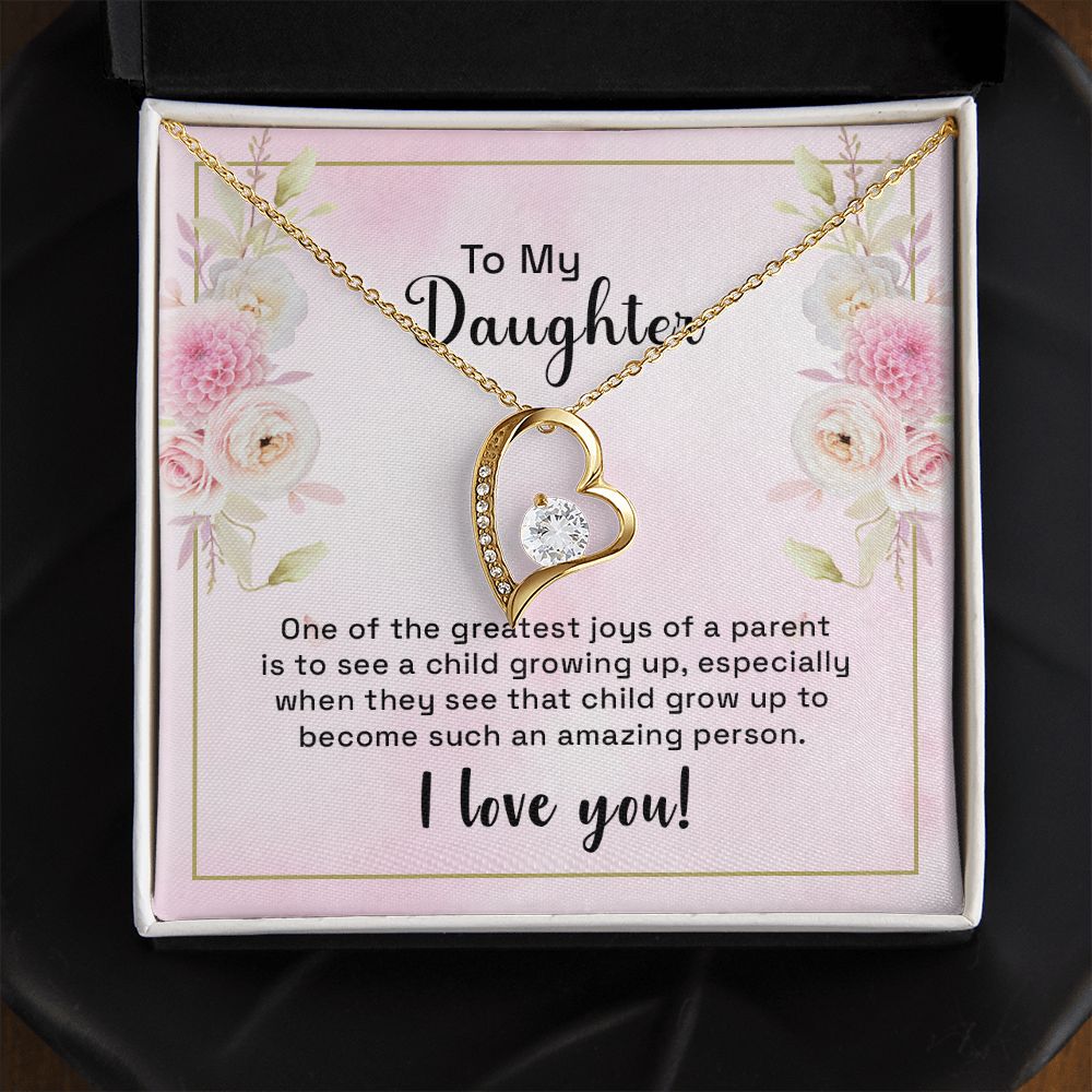 Mother and Daughter Necklace for Girls, To My Daughter Gift Necklace from Mom, Birthday Christmas Gift Graduation Gifts for Daughters, Jewelry Pendant Present for Daughter, Mother Daughter Gift 44 Forever Love Necklace