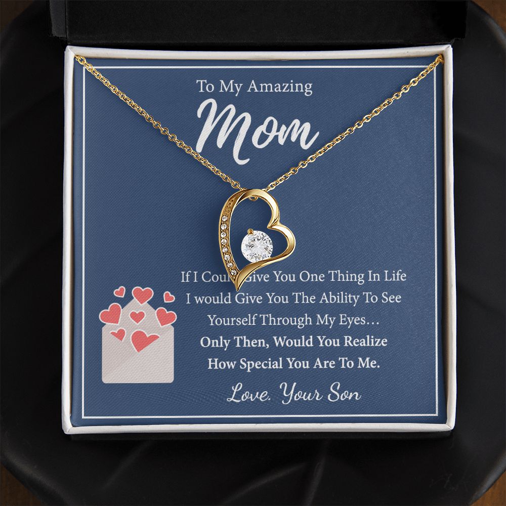 Mom Necklace Gifts for Mom from Daughter to Mom Gifts for Mothers Day from Daughter, To My Mom Necklace from Daughter to Mom Birthday Gifts Necklace with Message Card and Gift Box2238 Forever Love Necklace
