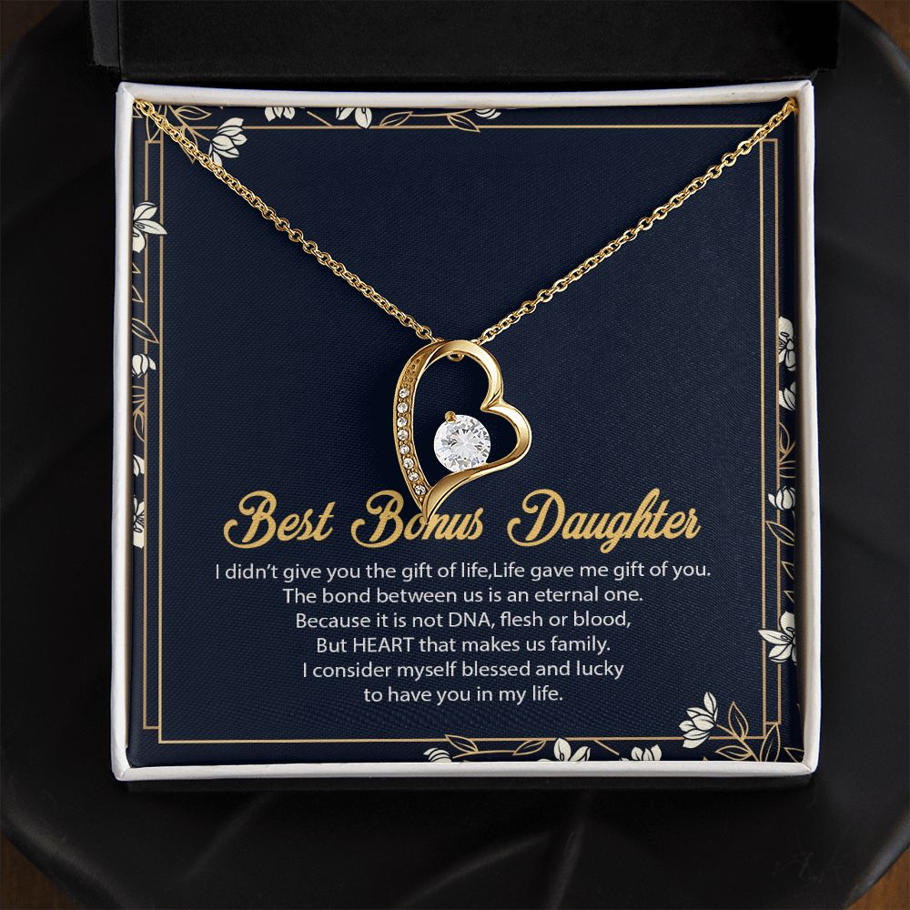 Bonus Daughter Gifts From Stepdad, Step Daughter Gifts From Stepmom, Stepdaughter Gifts From Stepdad, Father Stepdaughter Necklace, To My Bonus Daughter Necklaces, Christmas Gifts For Bonus8 Forever Love Necklace