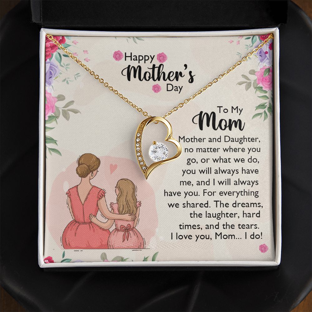 Mom Necklace Gifts for Mom from Daughter to Mom Gifts for Mothers Day from Daughter, To My Mom Necklace from Daughter to Mom Birthday Gifts Necklace with Message Card and Gift Box11 Forever Love Necklace