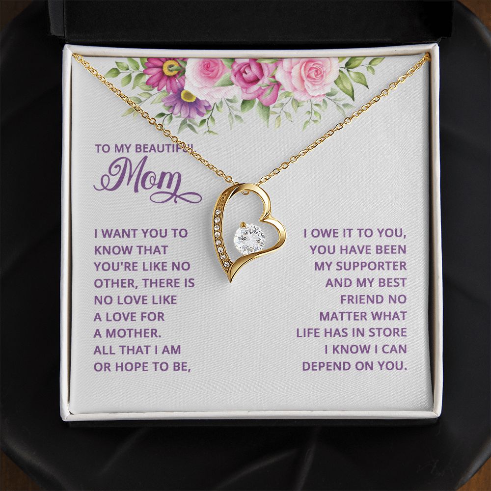 Mom Necklace Gifts for Mom from Daughter to Mom Gifts for Mothers Day from Daughter, To My Mom Necklace from Daughter to Mom Birthday Gifts Necklace with Message Card and Gift Box17 Forever Love Necklace