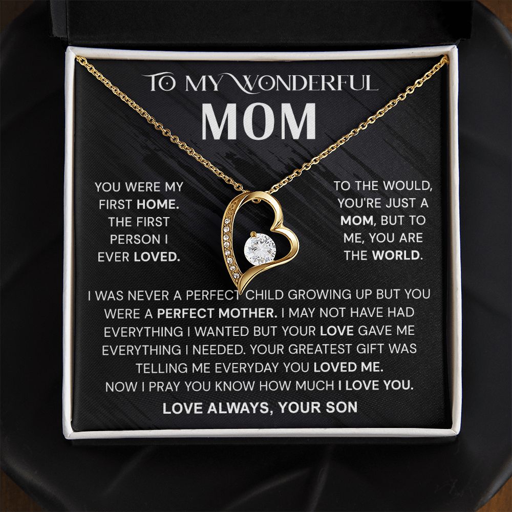 To My Wonderful Mom Necklace, Mom From Son Gift, Gift for Mother's Day From Son, Gift for Mom, Mother Gift from Son Necklace, Son to Mom Gifts, Mom gifts, Mothers Day Gift From Son Forever Love Necklace
