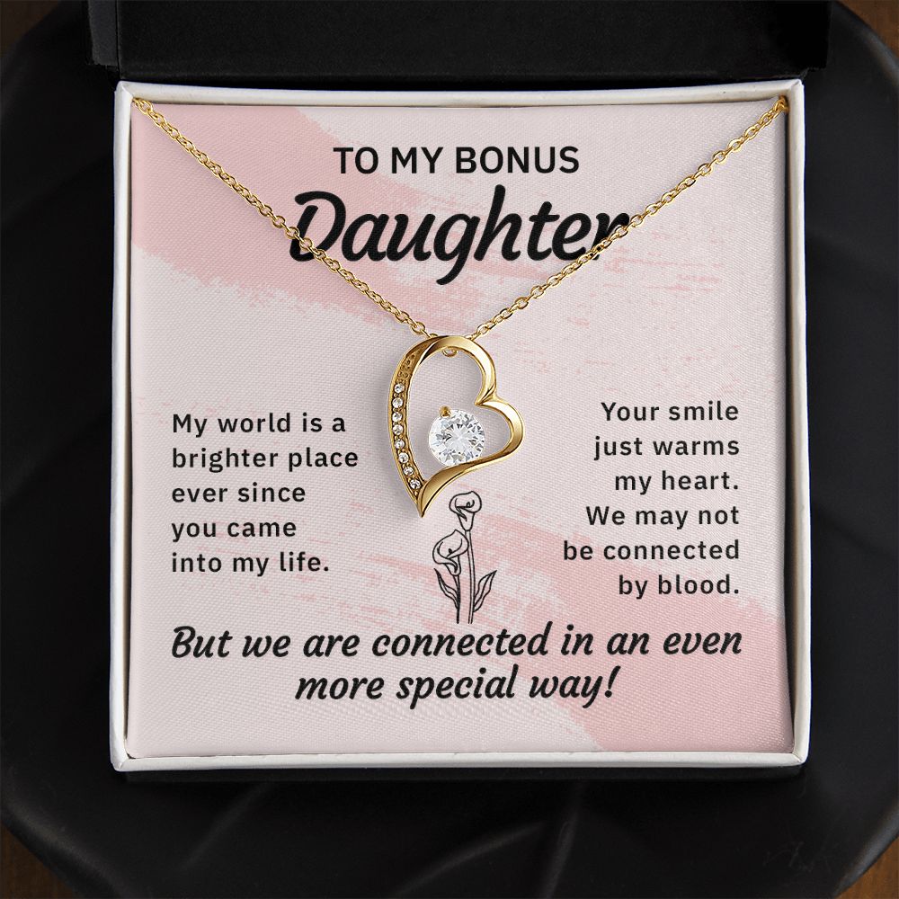 Bonus Daughter Gifts From Stepdad, Step Daughter Gifts From Stepmom, Stepdaughter Gifts From Stepdad, Father Stepdaughter Necklace, To My Bonus Daughter Necklaces, Christmas Gifts For Bonus11 Forever Love Necklace