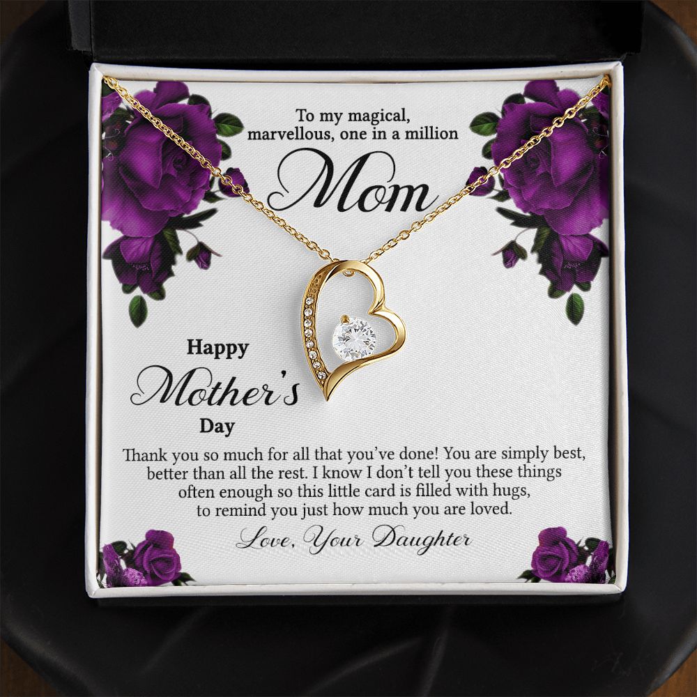 Mom Necklace Gifts for Mom from Daughter to Mom Gifts for Mothers Day from Daughter, To My Mom Necklace from Daughter to Mom Birthday Gifts Necklace with Message Card and Gift Box3 Forever Love Necklace