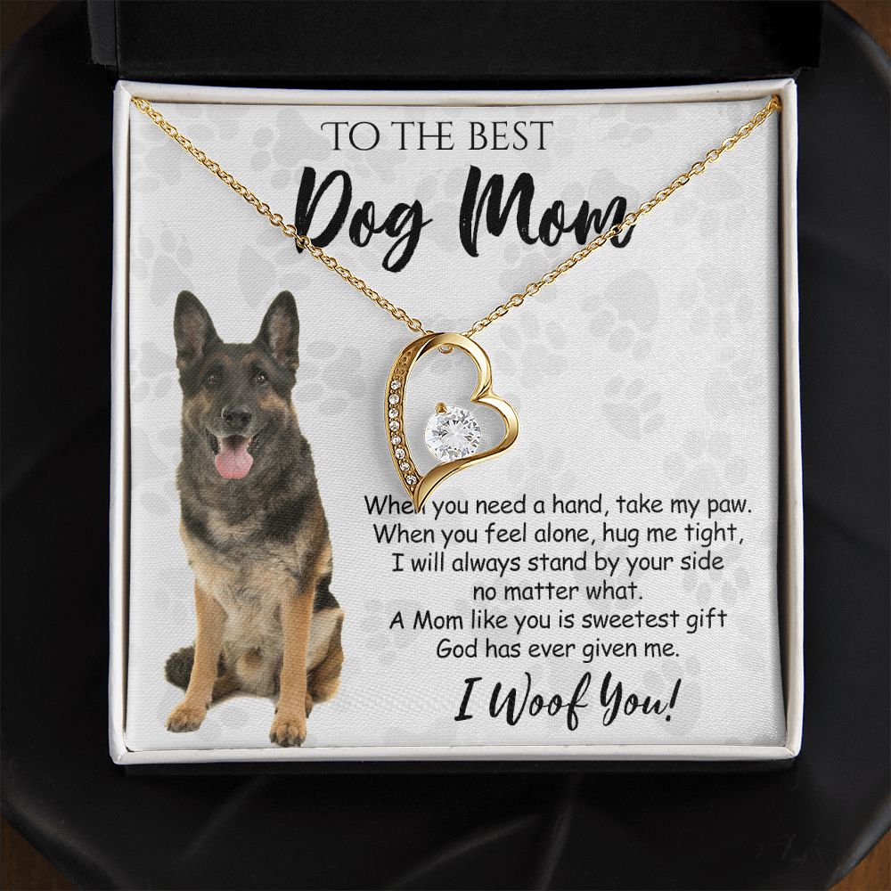 To The Best German Shepherd Dog Mom Knot Necklace Mother's Day Gift , I Woof You Quote Gift Card, Message Card Jewelry For Dog Lovers, Necklace For Mom Forever Love Necklace