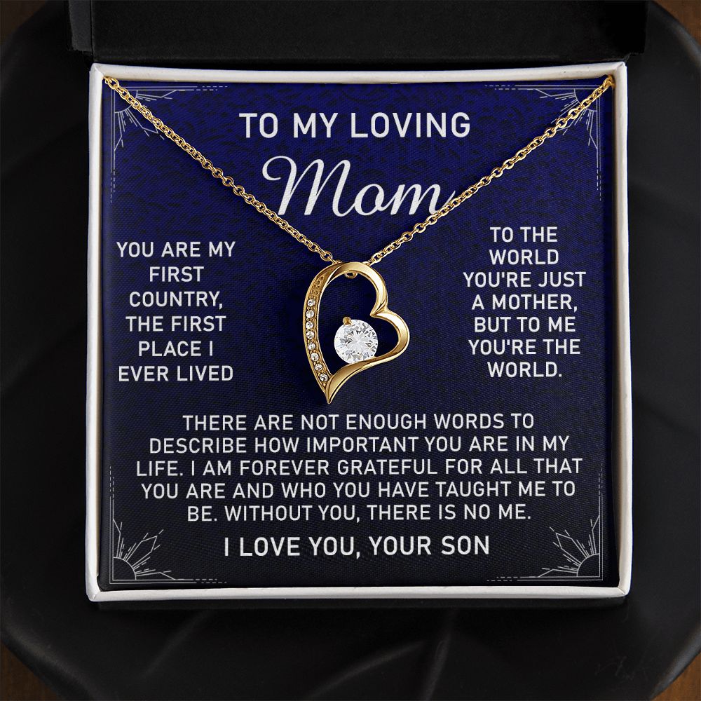 To My Loving Mom Necklace, Gift for Mom from Son, Mother's Day Jewelry Gift, Necklace for Mom Birthday Anniversary Mother's Day Jewelry Gift, To My Mom Necklace from Son Forever Love Necklace