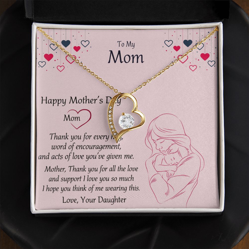 Mom Necklace Gifts for Mom from Daughter to Mom Gifts for Mothers Day from Daughter, To My Mom Necklace from Daughter to Mom Birthday Gifts Necklace with Message Card and Gift Box10 Forever Love Necklace