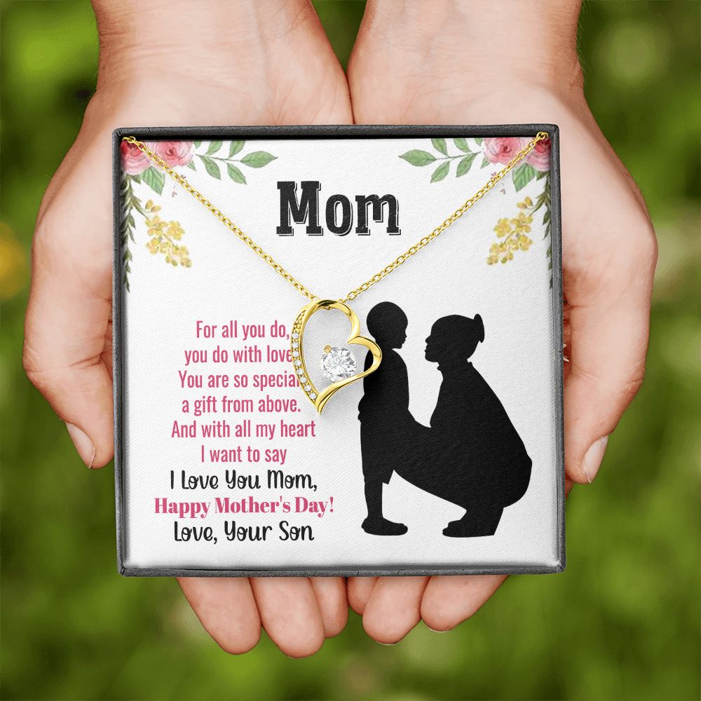 To My Mom Necklace, Gift For Mom, Mother's Day Gift from Daughter, Mom Jewelry Gift for Mothers Day, Birthday Gift for Mother, Moms Gift from Daughter Son, Necklace for Mom Mother22 Forever Love Necklace