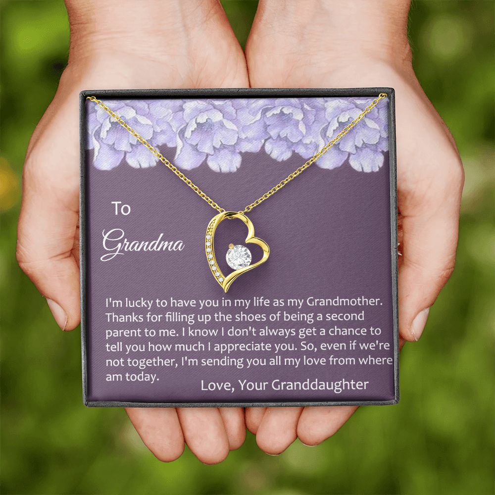 To My Grandma Necklace, Gift for Grandmother Necklace, Mothers Day Gift For Grandma Nana, Grandma Jewelry From Grandchildren GrandKids , Jewelry Box Gift For Grandma Grandmother21 Forever Love Necklace