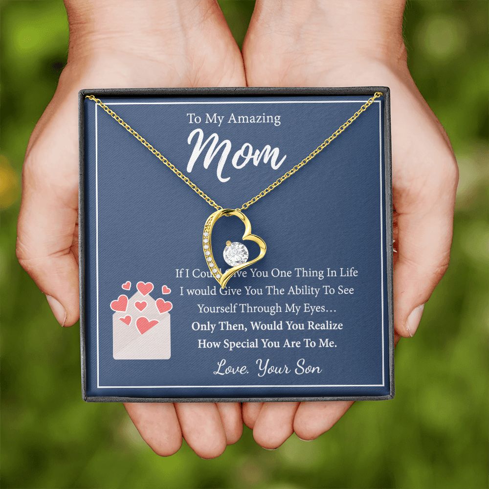 Mom Necklace Gifts for Mom from Daughter to Mom Gifts for Mothers Day from Daughter, To My Mom Necklace from Daughter to Mom Birthday Gifts Necklace with Message Card and Gift Box2238 Forever Love Necklace