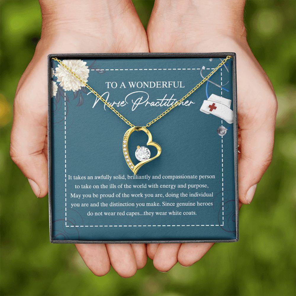 To My Nurse Practitioner Necklace with Box Message Card, Gift For Nurse Jewelry Congrats Graduation Pendants Gift For Daughter, Granddaughter, Niece, Sister Forever Love Necklace