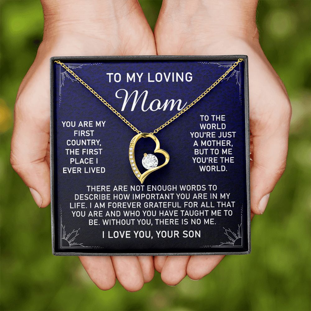 To My Loving Mom Necklace, Gift for Mom from Son, Mother's Day Jewelry Gift, Necklace for Mom Birthday Anniversary Mother's Day Jewelry Gift, To My Mom Necklace from Son Forever Love Necklace