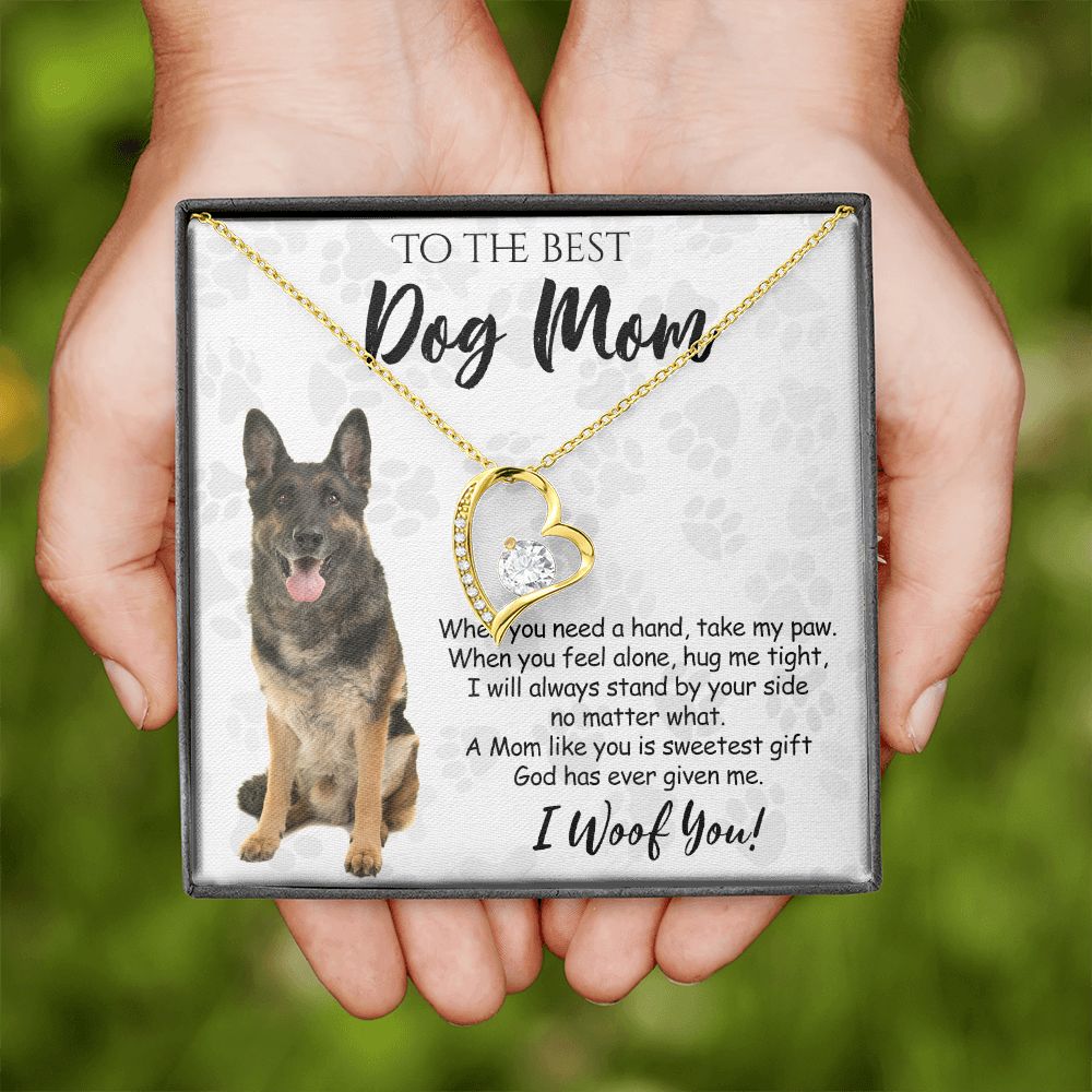 To The Best German Shepherd Dog Mom Knot Necklace Mother's Day Gift , I Woof You Quote Gift Card, Message Card Jewelry For Dog Lovers, Necklace For Mom Forever Love Necklace