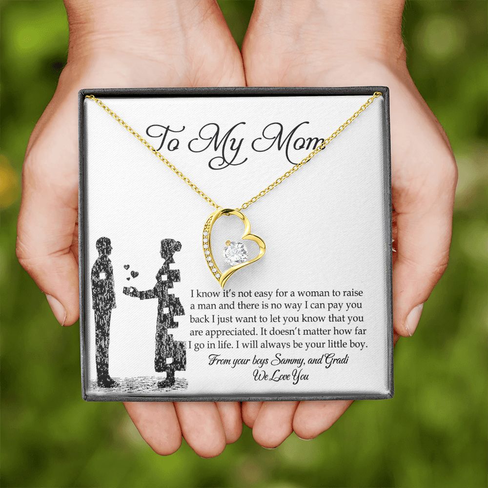 Mom Necklace Gifts for Mom from Daughter to Mom Gifts for Mothers Day from Daughter, To My Mom Necklace from Daughter to Mom Birthday Gifts Necklace with Message Card and Gift Box2 Forever Love Necklace