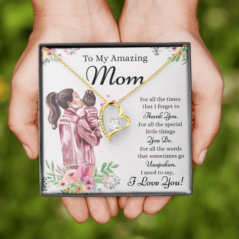 Mom Necklace Gifts for Mom from Daughter to Mom Gifts for Mothers Day from Daughter, To My Mom Necklace from Daughter to Mom Birthday Gifts Necklace with Message Card and Gift Box2240 Forever Love Necklace