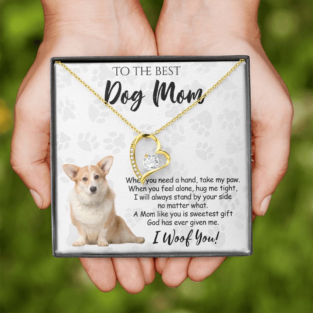 To The Best Corgi Dog Mom Knot Necklace Mother's Day Gift , I Woof You Quote Gift Card, Message Card Jewelry For Dog Lovers, Necklace For Mom Forever Love Necklace