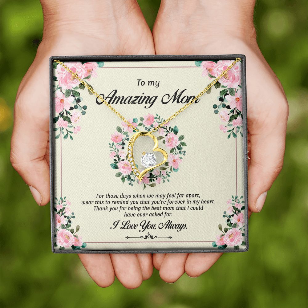To My Mom Necklace, Gift For Mom, Mother's Day Gift from Daughter, Mom Jewelry Gift for Mothers Day, Birthday Gift for Mother, Moms Gift from Daughter Son, Necklace for Mom Mother17 Forever Love Necklace