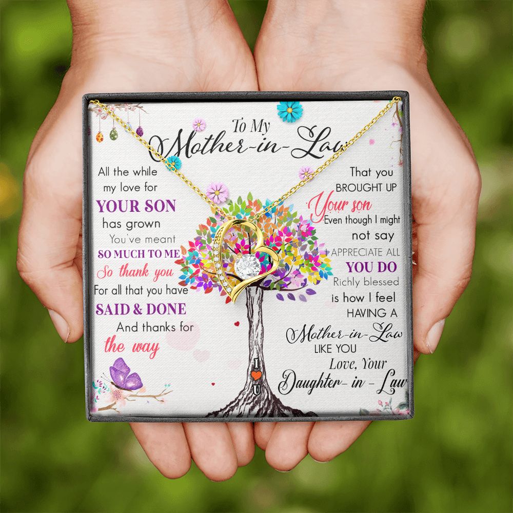 Mother in Law Necklace, Jewelry for Women, Future Mother in Law Gifts from Daughter in Law, Mother of Bride Gifts For Mother in Law, Birthday Gifts For Mother In Law From Daughter In Law72323 Forever Love Necklace