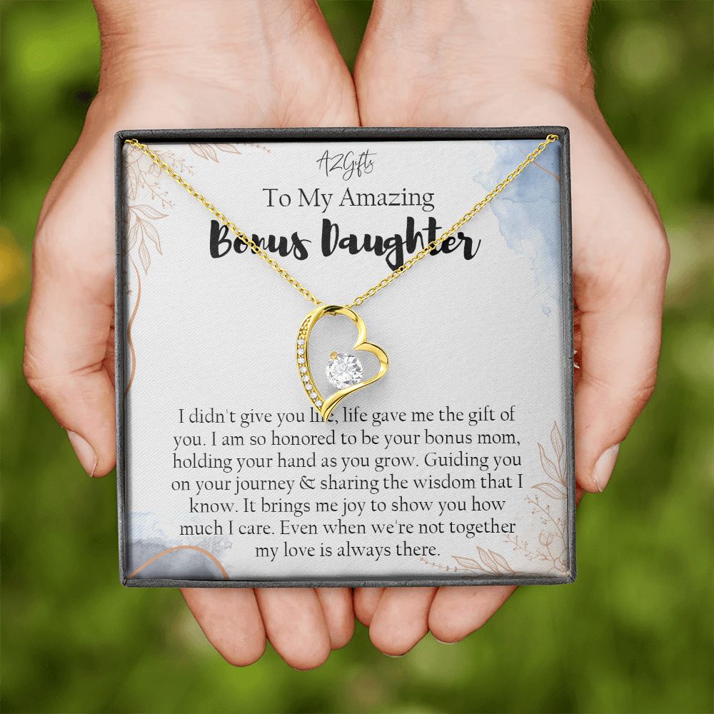 Bonus Daughter Gifts From Stepdad, Step Daughter Gifts From Stepmom, Stepdaughter Gifts From Stepdad, Father Stepdaughter Necklace, To My Bonus Daughter Necklaces, Christmas Gifts For Bonus1 Forever Love Necklace