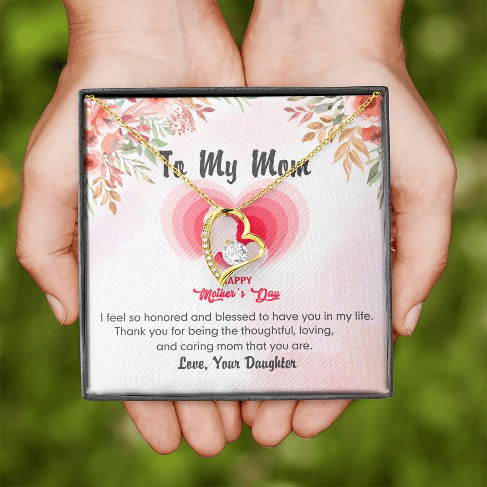 To My Mom Necklace Pendant Gift From Daughter And Happy Mother's Day Gift For Mom Birthday, Anniversary Thank You Forever Love Necklace