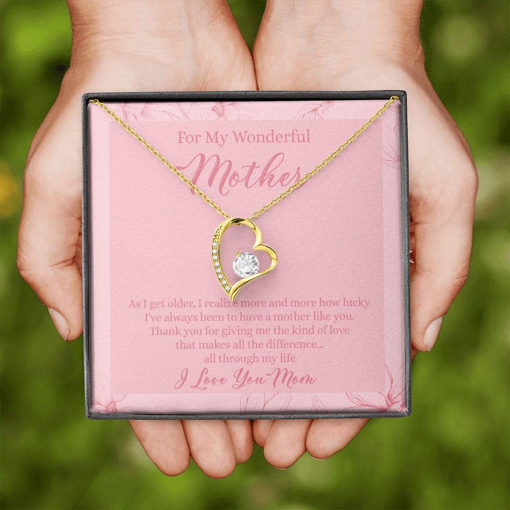 To My Wonderful Mother Necklace Message Card, Gift Box for Mom Birthday Gift From Daughter Mothers Day Necklace for Mom Gift From Daughter Mom Gifts For Wedding Mom Thank You Gift For Mom Forever Love Necklace