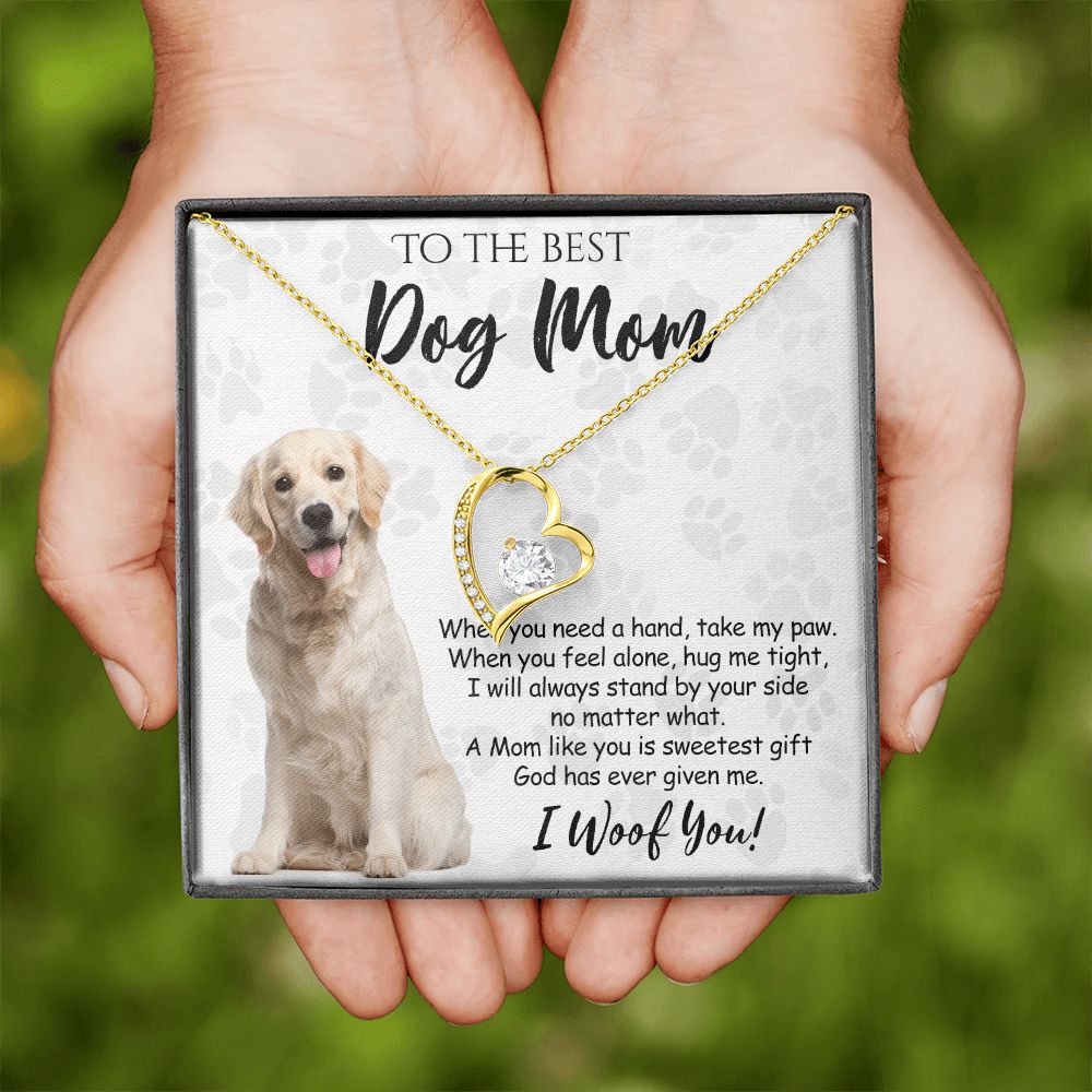 To The Best Golden Retriever Dog Mom Knot Necklace Mother's Day Gift , I Woof You Gift Card, Message Card Jewelry For Dog Lovers, Necklace For Mom Forever Love Necklace