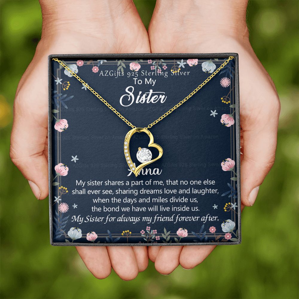 To My Sister Necklace, Pendant Inspirational Jewelry for Women Teen Girl, Keepsake Family and Friendship Gifts, Gift for Sisters, Necklace for Sisters, Sisters Jewelry 301 Forever Love Necklace