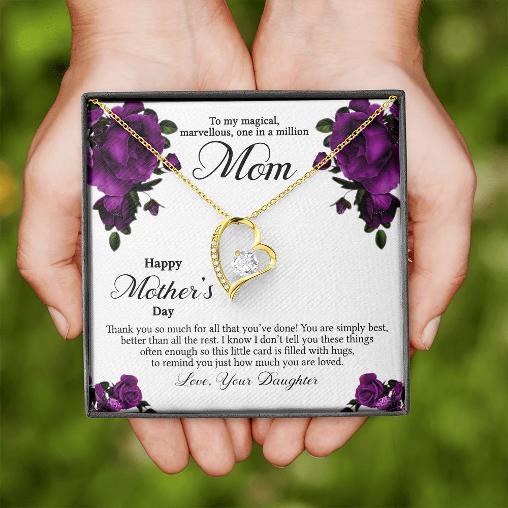 Mom Necklace Gifts for Mom from Daughter to Mom Gifts for Mothers Day from Daughter, To My Mom Necklace from Daughter to Mom Birthday Gifts Necklace with Message Card and Gift Box3 Forever Love Necklace