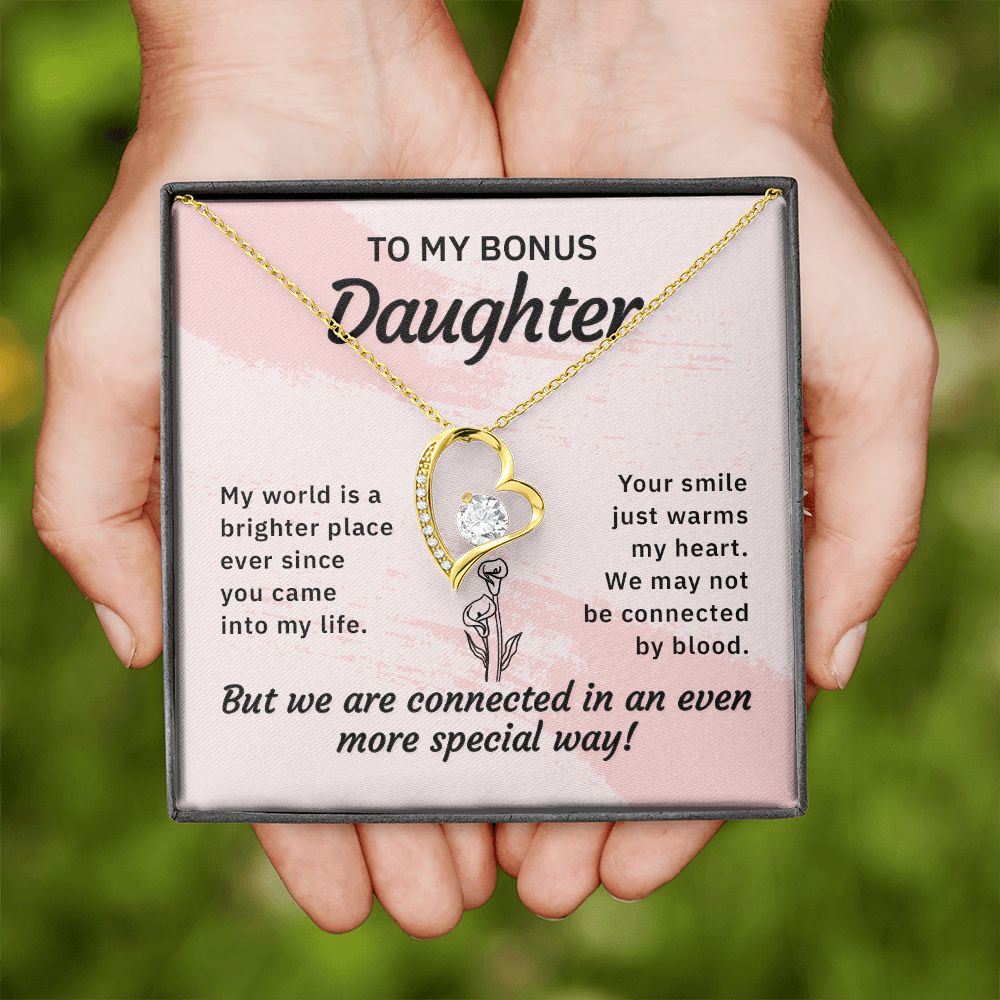 Bonus Daughter Gifts From Stepdad, Step Daughter Gifts From Stepmom, Stepdaughter Gifts From Stepdad, Father Stepdaughter Necklace, To My Bonus Daughter Necklaces, Christmas Gifts For Bonus11 Forever Love Necklace