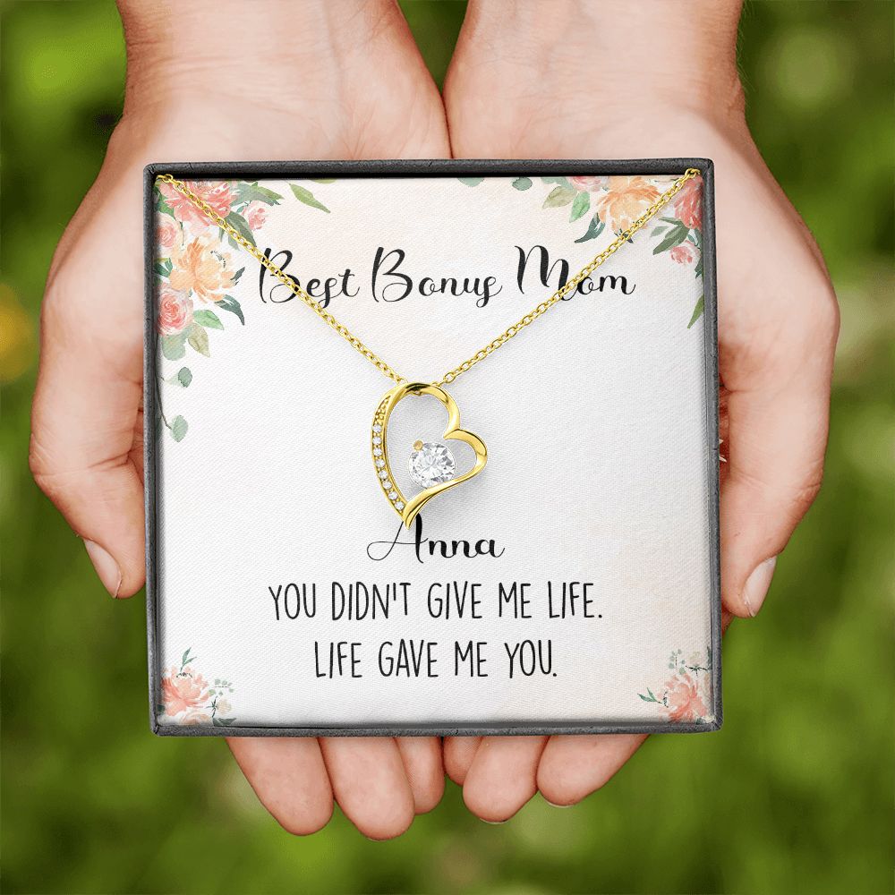 To My Stepmom Necklace from Stepdaughter Birthday Gifts for Stepmom Stepmother Gifts for Second Mom Gifts for Stepmom from Bonus Daughter Stepmom Gifts for Birthday Mothers Day 301 Forever Love Necklace