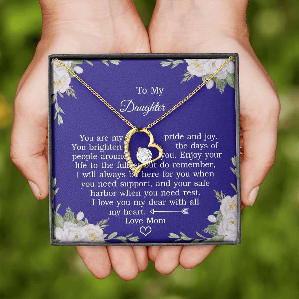 Mother Daughter Gift Ideas, To My Daughter Gift Necklace from Mom, Jewelry Pendant Present for Daughter, Birthday Christmas Gift Graduation Gifts for Daughters, Mother and Daughter Necklace 2137 Forever Love Necklace