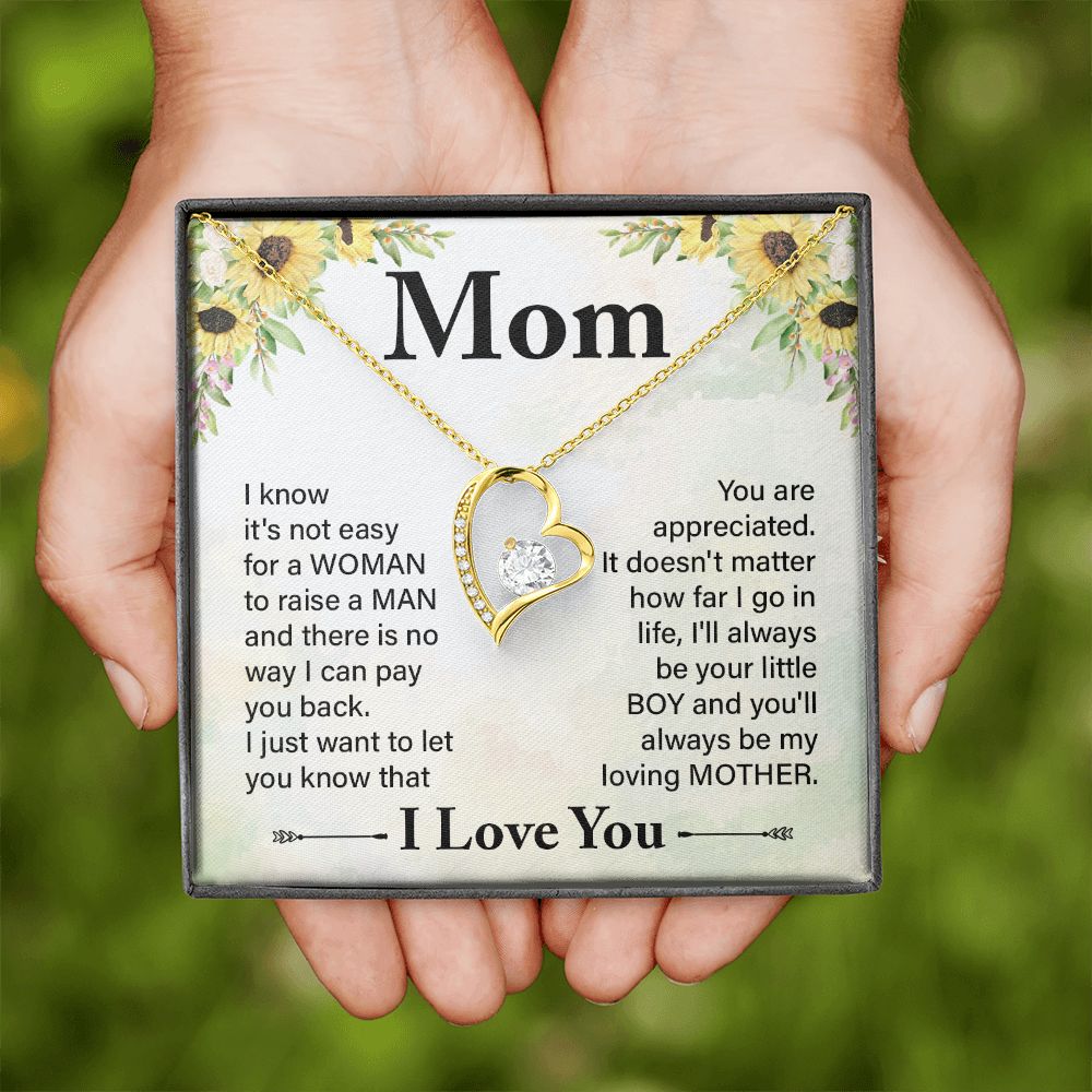 To My Mom Necklace, Gift For Mom, Mother's Day Gift from Daughter, Mom Jewelry Gift for Mothers Day, Birthday Gift for Mother, Moms Gift from Daughter Son, Necklace for Mom Mother 20 Forever Love Necklace