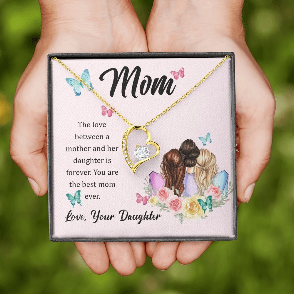 Mom Necklace Gifts for Mom from Daughter to Mom Gifts for Mothers Day from Daughter, To My Mom Necklace from Daughter to Mom Birthday Gifts Necklace with Message Card and Gift Box21 Forever Love Necklace
