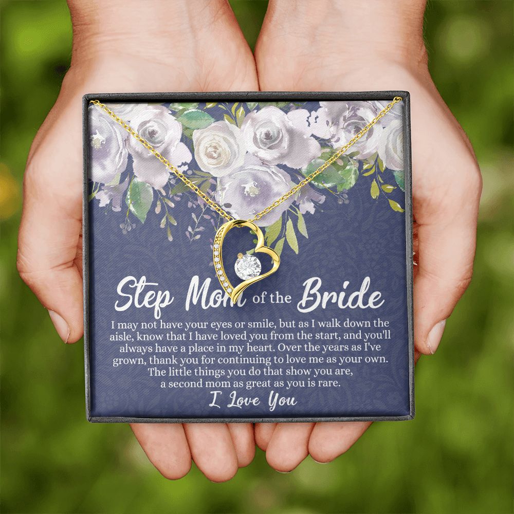 To My Stepmother of the Bride Necklace, Stepmother of the Bride Gifts Idea, Necklace for Stepmom of the Bride Gifts, Wedding Gifts for Stepmom, Gifts for Step Mother of the Bride Forever Love Necklace